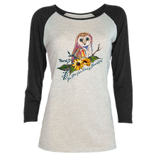 Rural Heart by Rene' Earnhardt - Beautiful Owl Ladies 3/4 Raglan Tri-Blend T-Shirt