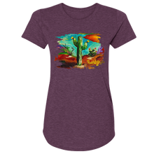 Rural Heart by Rene' Earnhardt - Desert Dreaming Cactus Ladies Semi-Fitted Tri-Blend Short Sleeve T-Shirt