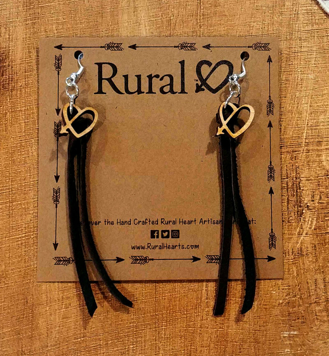 Rural Heart Charm with Fringe Earrings