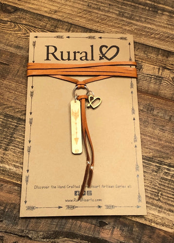 Single Arrow, Tassel and Rural Heart Charm Necklace