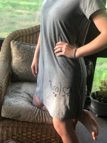 *SOLD OUT*Rural Heart by Rene’ Earnhardt V-neck T-shirt dress featuring the Rural Heart logo with bumblebee. Super cute, super comfortable casual dress for any summer day!