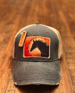 Rural Heart by Rene Earnhardt “You Are My Sunshine” ball cap in denim with Velcro closure.