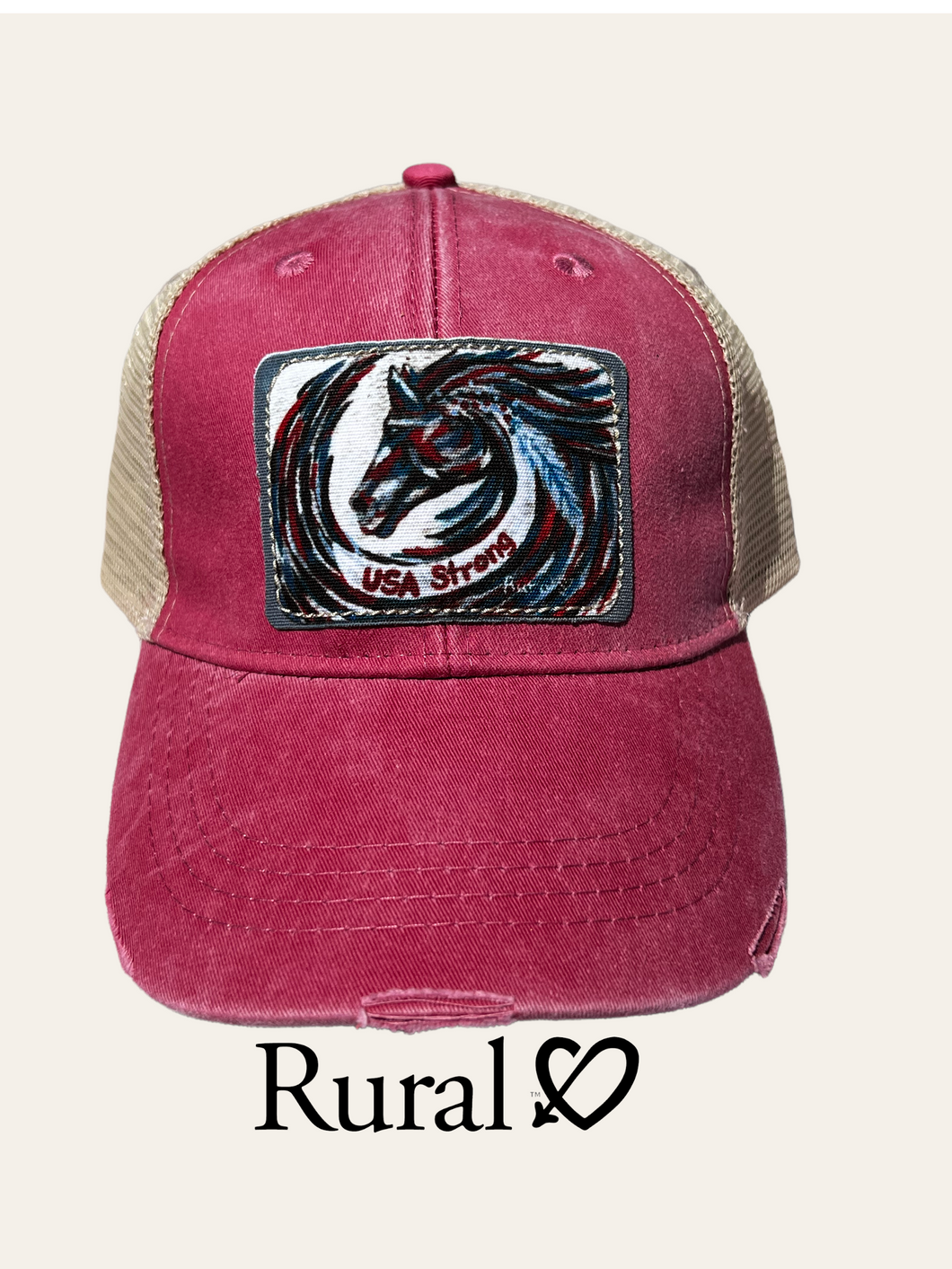 Rural Heart by Rene Earnhardt. “USA Strong” Horse Hat